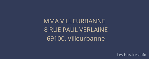 MMA VILLEURBANNE