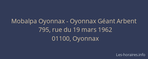 Mobalpa Oyonnax - Oyonnax Géant Arbent