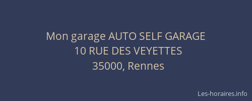 Mon garage AUTO SELF GARAGE