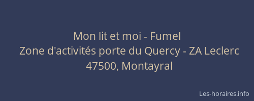 Mon lit et moi - Fumel