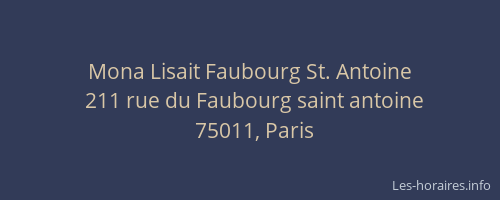 Mona Lisait Faubourg St. Antoine