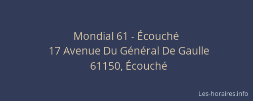 Mondial 61 - &Eacute;couch&eacute;