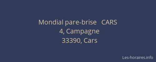 Mondial pare-brise   CARS