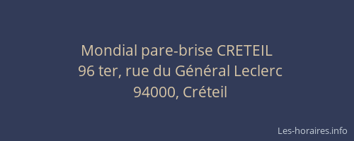Mondial pare-brise CRETEIL