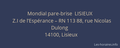Mondial pare-brise  LISIEUX