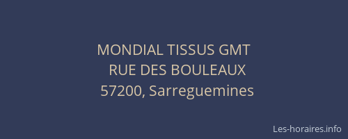 MONDIAL TISSUS GMT