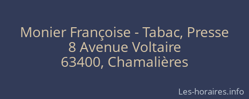 Monier Françoise - Tabac, Presse