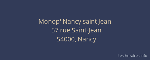 Monop' Nancy saint Jean