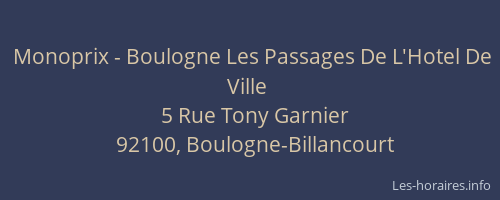 Monoprix - Boulogne Les Passages De L'Hotel De Ville