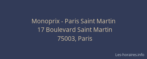 Monoprix - Paris Saint Martin