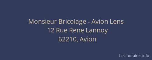 Monsieur Bricolage - Avion Lens