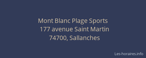 Mont Blanc Plage Sports