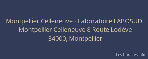 Montpellier Celleneuve - Laboratoire LABOSUD
