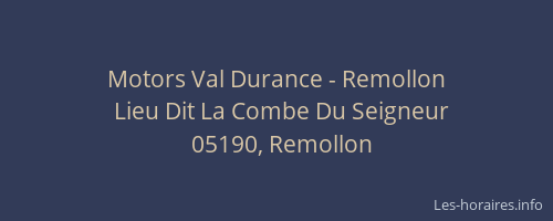 Motors Val Durance - Remollon