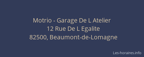 Motrio - Garage De L Atelier