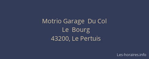 Motrio Garage  Du Col