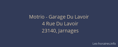 Motrio - Garage Du Lavoir
