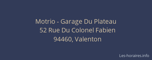 Motrio - Garage Du Plateau