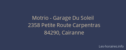 Motrio - Garage Du Soleil
