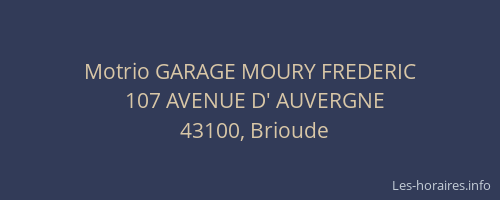 Motrio GARAGE MOURY FREDERIC