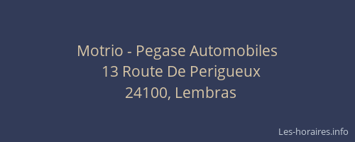 Motrio - Pegase Automobiles