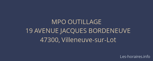 MPO OUTILLAGE
