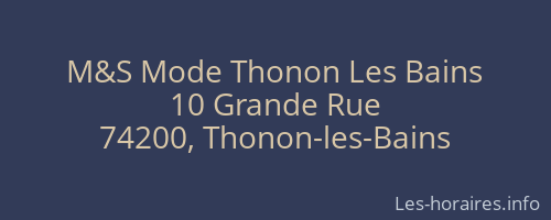 M&S Mode Thonon Les Bains