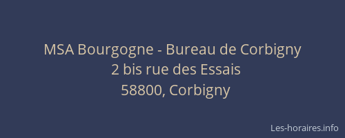 MSA Bourgogne - Bureau de Corbigny