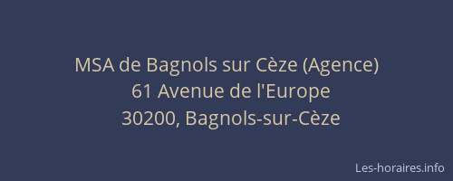 MSA de Bagnols sur C&egrave;ze (Agence)