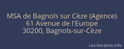 MSA de Bagnols sur Cèze (Agence)