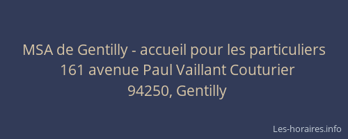 MSA de Gentilly - accueil pour les particuliers