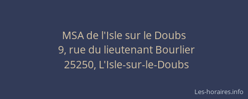 MSA de l'Isle sur le Doubs