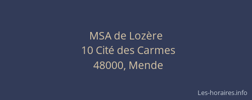 MSA de Loz&egrave;re