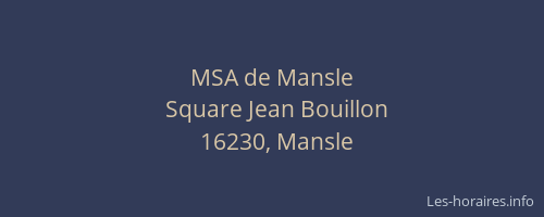 MSA de Mansle