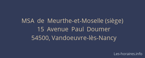 MSA  de  Meurthe-et-Moselle (si&egrave;ge)