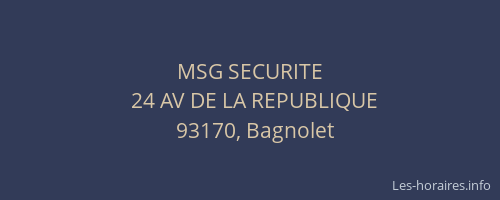 MSG SECURITE