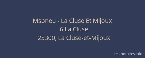 Mspneu - La Cluse Et Mijoux