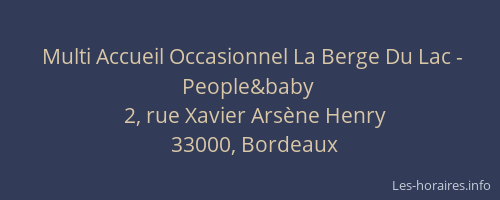 Multi Accueil Occasionnel La Berge Du Lac - People&baby