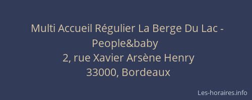 Multi Accueil Régulier La Berge Du Lac - People&baby
