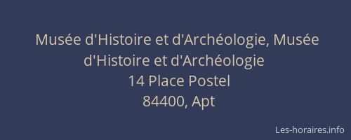 Mus&eacute;e d'Histoire et d'Arch&eacute;ologie, Mus&eacute;e d'Histoire et d'Arch&eacute;ologie