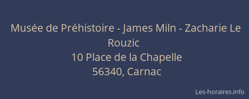 Musée de Préhistoire - James Miln - Zacharie Le Rouzic
