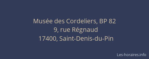 Mus&eacute;e des Cordeliers, BP 82