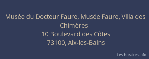 Musée du Docteur Faure, Musée Faure, Villa des Chimères