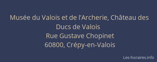 Mus&eacute;e du Valois et de l'Archerie, Ch&acirc;teau des Ducs de Valois