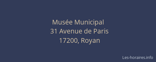 Mus&eacute;e Municipal