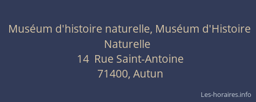 Mus&eacute;um d'histoire naturelle, Mus&eacute;um d'Histoire Naturelle