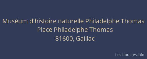 Mus&eacute;um d'histoire naturelle Philadelphe Thomas
