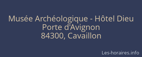 Musée Archéologique - Hôtel Dieu