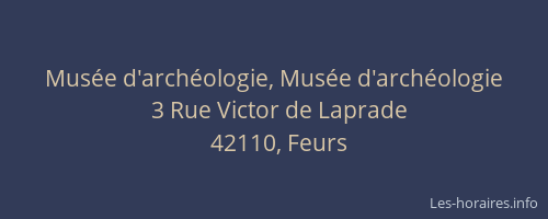 Musée d'archéologie, Musée d'archéologie
