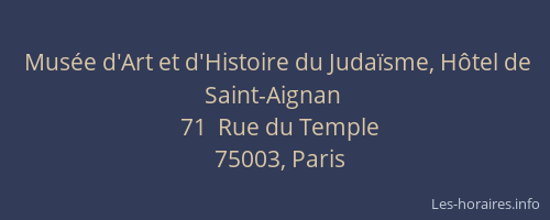 Musée d'Art et d'Histoire du Judaïsme, Hôtel de Saint-Aignan
